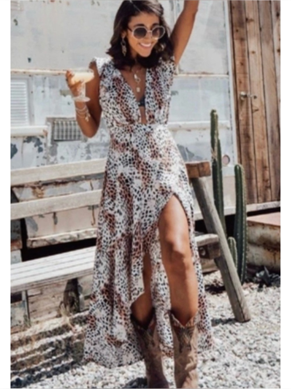 KIVARI | NEW Zephyr Wrap Maxi Dress in Leopard Print, Size Medium